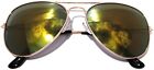 Yellow Mirror Colored Lens Aviator Style Gold Metal Frame Sunglasses Uv400