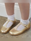 La Coqueta Gold Leather T-bar Mary Jane Shoes Eu 25 Us 9