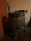 Antique Wooden Barrel Hand Wash Tub Interior Paddles  Exterior Hardware