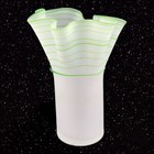 Swung Art Glass Vase Clear Frosted With Green Swirls Ruffled Vase Glass Decor