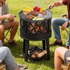 Smokeless Fire Pit And Bbq Grill 2-in-1 With Cover Poker Outdoor