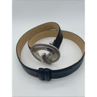 Black Leather Women s Belt With Statement Silver Buckle Western Ml