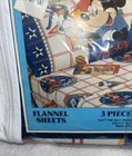 Vintage Disney By Franco Flannel Bed Sheet Set Twin 3 Piece Mickey Mouse Nos
