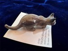 Vintage 1995 Hagen Renaker Miniature Crouching Grey Cat Figurine On Card 