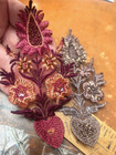 Appliques Embroidered 3x5 5  Flowers Beads Sequins Hand Sewn 1pc