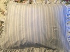 2 Vtg Ruffled Stripe Blue   White Pillow Cases French Country Eileen West 1987