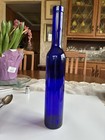 Cobalt Blue Glass Bottle Vase 12    Tall Slim Wine Bottle Style Decorative Art