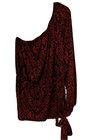 Michael Kors Womens Top Black Red Crimson One Side Off Shoulder Size Large New