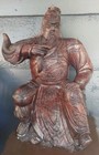 Vintage Carved Stone Chinese Carved Guan Yu Warrior God 22 X 14 5  Statue 70lbs