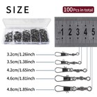 100pcs Fishing Swivels  5 Sizes Barrel Snap Swivel Fishing Tackle For Quick L   
