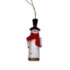 Snowman Wood Painted Ornament Whimsical Arms Holiday Winter Christmas