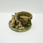 Vtg Resin Cats Candle Holder Basket Flowers Garden Tea Light Kittens Country