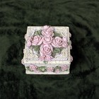 Vintage Dezine Hand Painted Floral Trinket Box Shabby Chic Pink Roses  3802