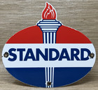 Vintage Standard Gasoline Porcelain Sign Service Station American Oil Torch Gas