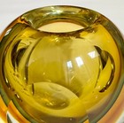 Vintage Heavy Glass Inkwell Pen Candle Holder Mid Century Mcm Amber
