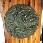 Breaking Waves Ocean Theme Wall D  cor     Bronze verdigris Finish Nautical Beach 