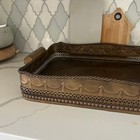 Vintage X- Large Solid Brass Heavy Tray Hollywood Regency Tassel Vanity Serving