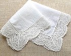 Vintage Hanky 1950s White Wedding Lace Soft Fine Linen Center Floral Lace