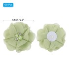 30pcs 2  Chiffon Flowers With Rhinestone Pearl Appliques Decorate Light Green