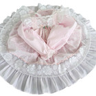 Vintage Bryan Toddler Girls 2t Pink White Floral Ruffle Pinafore 2 Piece Dress