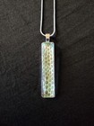 Brand New Handmade Snake Shed Skin Jewelry Green Necklace Rectangle Sliver Chain