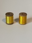 Royal Silk Co  Vintage Original Yellow Silk Sewing Thread Wooden Spools Lot Of 2