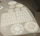 True Vintage Lot 10   Fancy Crochet Lace Doilies  Beige Cotton Doily Ooak Lovely