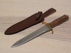 12    Commando Dagger Spear Point Double Edge Full Tang Wood Handle Brass Guard
