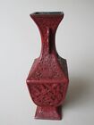 Fine Chinese Cinnabar Lacquer Shaped Vase With Figures  --- Qing -- 19th Century
