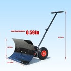 Heavy Duty Wheeled Snow Shovel Pusher With Adjustable Handle For Driveway