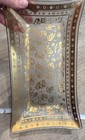 Vintage Georges Briard Signed Glass Tray Gold Floral Mid Century Modern 12   