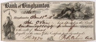 1858 Bank Of Binghamton  160 Check Broome County Ny Native American Vignette