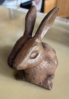 Vintage Cast Iron Rabbit Bunny Doorstop Garden 6    Brown