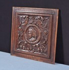 Antique French Solid Oak Highly Carved Panel With Portrait Carving Late 1800 s