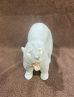 Pre Owned Vintage White Heavy Stone Resin Polar Bear Statue W  Mouth Opened