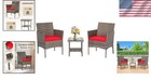 Modern 3-piece Patio Set  Gray Wicker Chairs   Stylish Glass Table For Outdoors