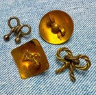 Lot Of 4 Bow Ribbon Metal Shank Antique Buttons Cute Realistic Vintage Button