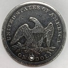1843  1 Seated Liberty Silver Dollar  Holed