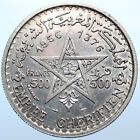 1956 Morocco King Mohammed V Crown Star Vintage Silver 500 Franc Coin I108353