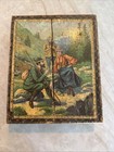 Vintage German Wooden Cube Puzzle Alpine Mountain Scene Original Box