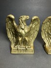Vintage Eagle 1776 Bookends Brass Plated Metal 1972 Heavy Mfg  In Virginia