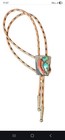 Vintage Turquoise   Coral Bennett Native American Bolo Tie Pat  Pending Stamped 