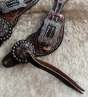 Pair Ladies Western Tooled Top Grain Leather Spur Straps