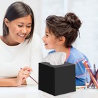 Black Tissue Box Cover Square - Plastic Facial Tissue Box Holder - Decorative   
