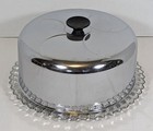 Vintage Chrome   Glass 11 25  Diameter Cake Carrier Holder Saver