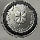 Shamrock 4 Leaf Clover Lucky Horseshoe 1 Troy Oz  999 Fine Silver Round Coin 999