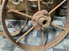  2  Vtg Matching Industrial Cart Steampunk Cast Iron 17  Hit Miss Engine Wheel