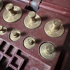 Vintage Antique 1g - 100g Apothecary Queen Vic Brass Scale Weights Bakelite Case