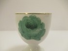 White Egg Cup W  Green Rose   Golden-colored Trim