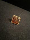 Antique Victorian Orange Stone Hatpin With Gold Twisted Edge - 10 Inch
